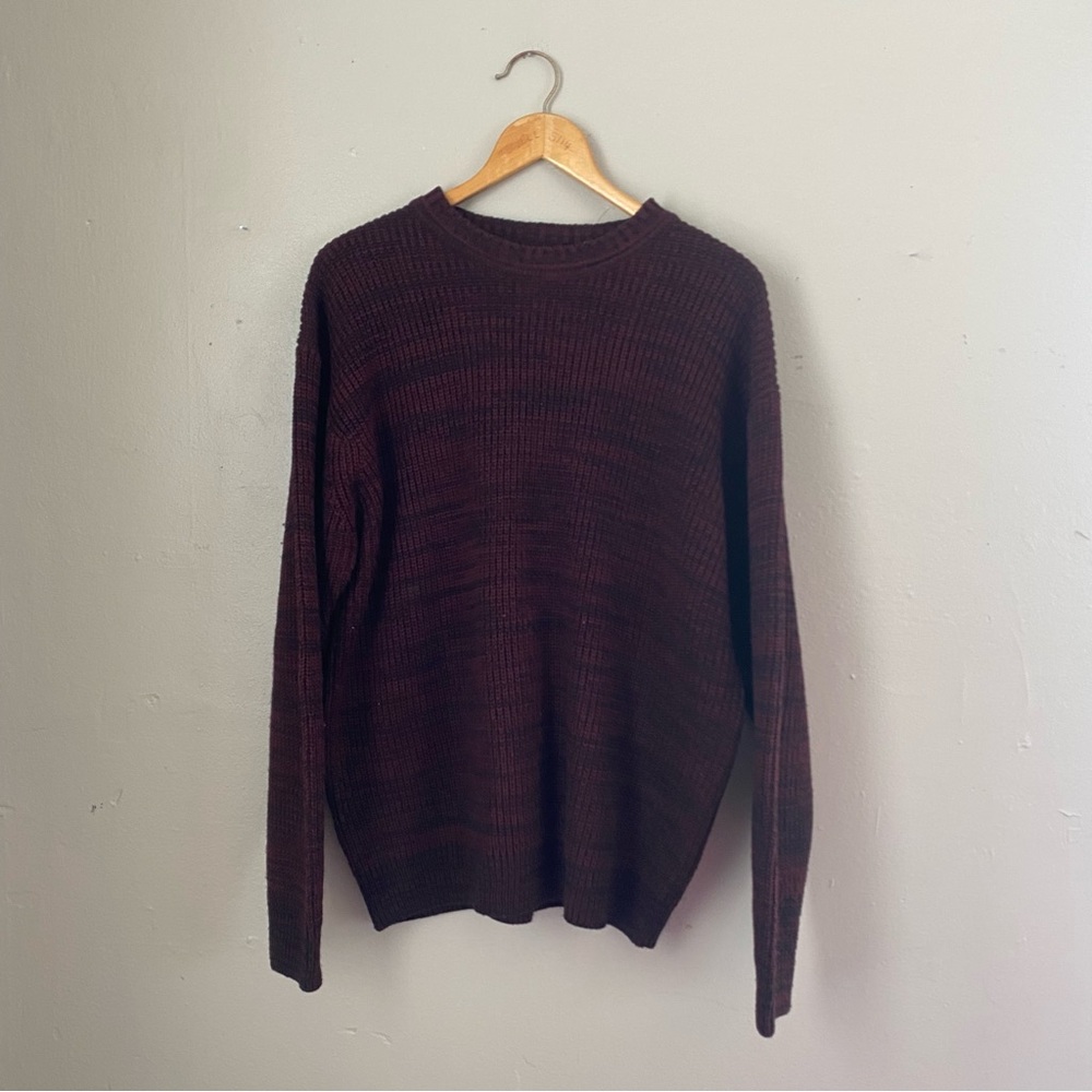 Vtg. Red Black Knit Oversized Hipster Indie Grandpa Sweater Size Large